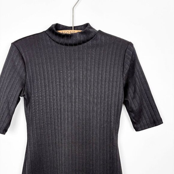 GAP Womens Ribbed Mockneck Black Midi Dress XS Bodycon - Picture 2 of 4